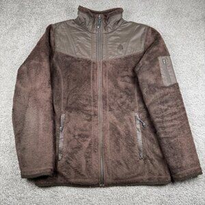 Nike ACG Women's Fleece Full Zip Faux Fur Lined Jacket Brown Size Small Pockets